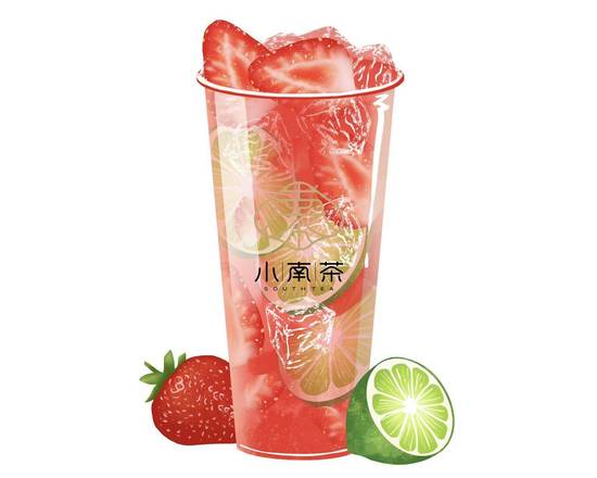 Strawberry Iced Lemon Green Tea 暴打莓柠茶（固定糖冰）